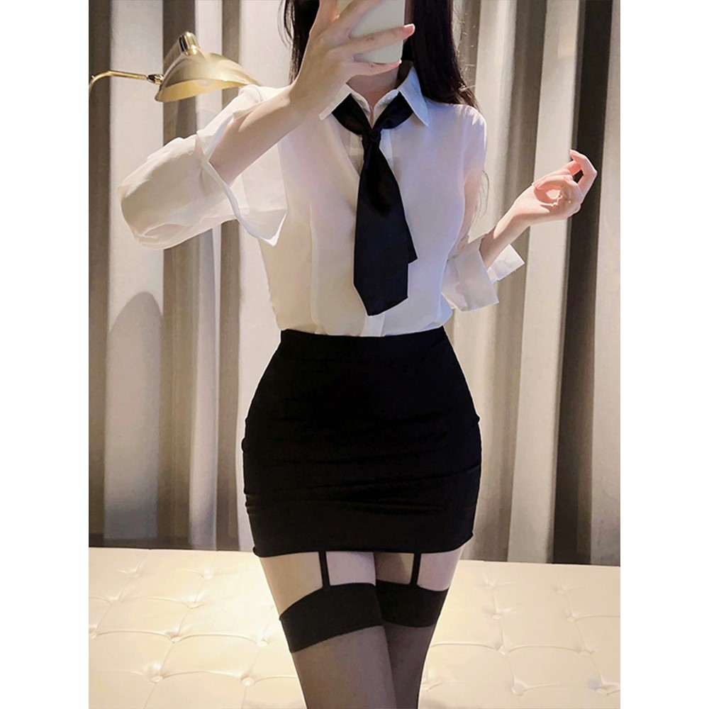 情趣秘书制服纯欲套装ol内衣黑丝情调诱惑大码性感包臀裙职业装女
