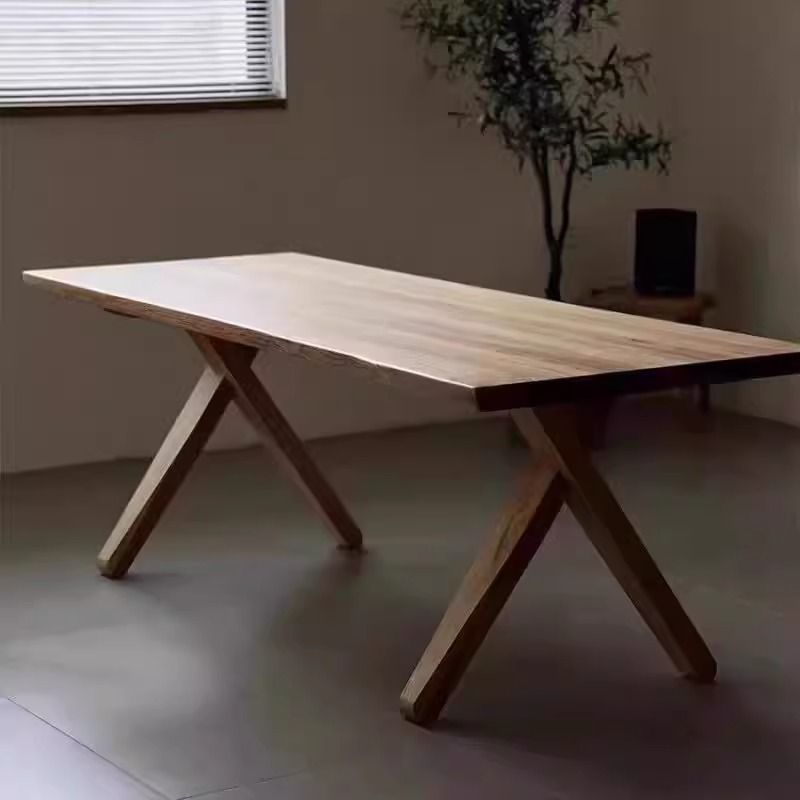 日式实木鲸鱼餐桌餐桌椅家用书桌原木北欧简约长方形组合工作台