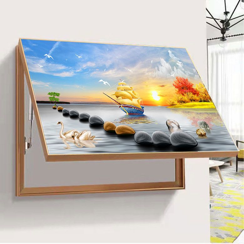 电表箱装饰画铝合金边框免打孔电表箱遮挡豪华电表箱画2024款新款