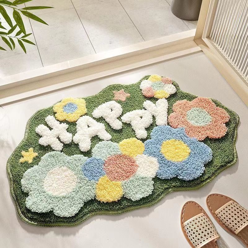 专享仿羊绒加厚防滑地垫可爱卡通图案卫浴厕所浴室脚垫