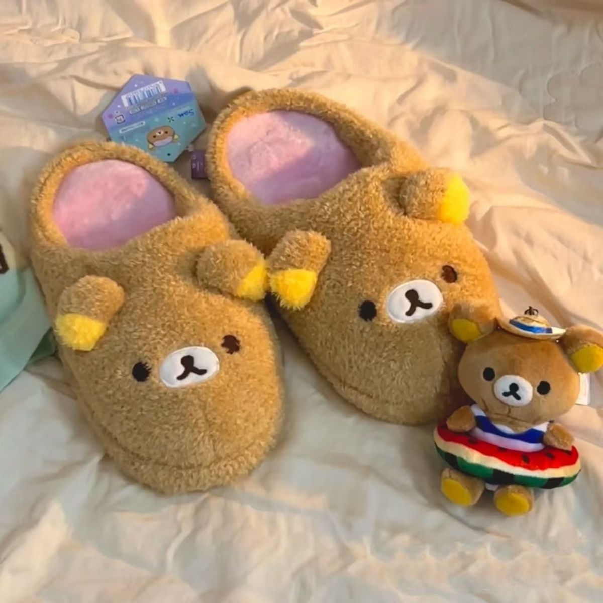 轻松熊鞋子轻松熊棉拖鞋轻松熊rilakkuma可爱卡通毛绒秋冬保暖拖