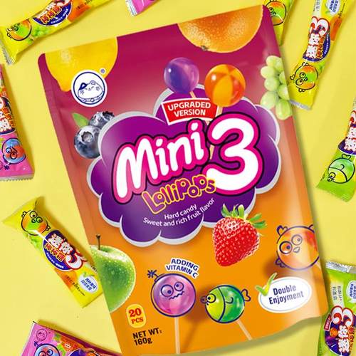 一大袋20支三宝双口味棒棒糖双拼水果味独立包装