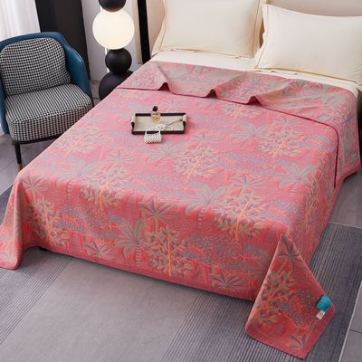 喜庆2025新款色织三层纱纯棉床盖加厚全棉床单夏季盖毯定制榻榻米