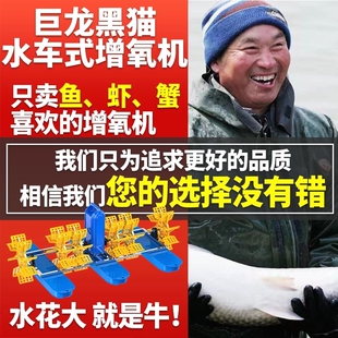 巨龙黑猫增氧机水车式三相叶轮式鱼塘增氧泵家用养鱼大功率打氧机