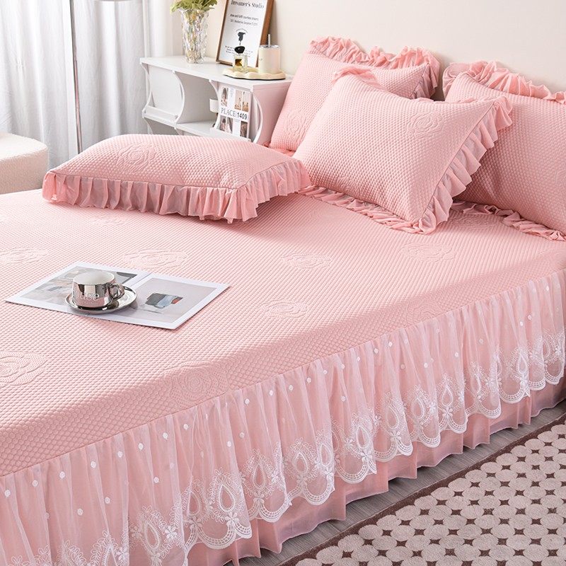 【加厚款】冰豆豆凉席三件套韩版床裙款夏季凉感空调软席子可机洗,床上用品,冰丝席,淘宝优惠券,粉丝福利购,淘宝优惠卷