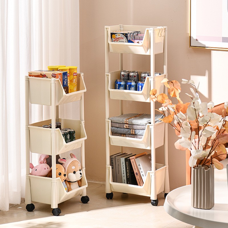 ins风可移动书架置物架儿童玩具收纳架落地家用小推车带轮零食架A