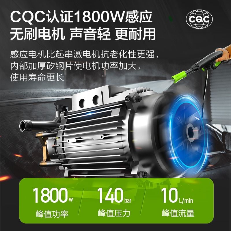绿田雪豹PRO1800W洗车机大功率感应家用高压水枪强力刷车清洗神器