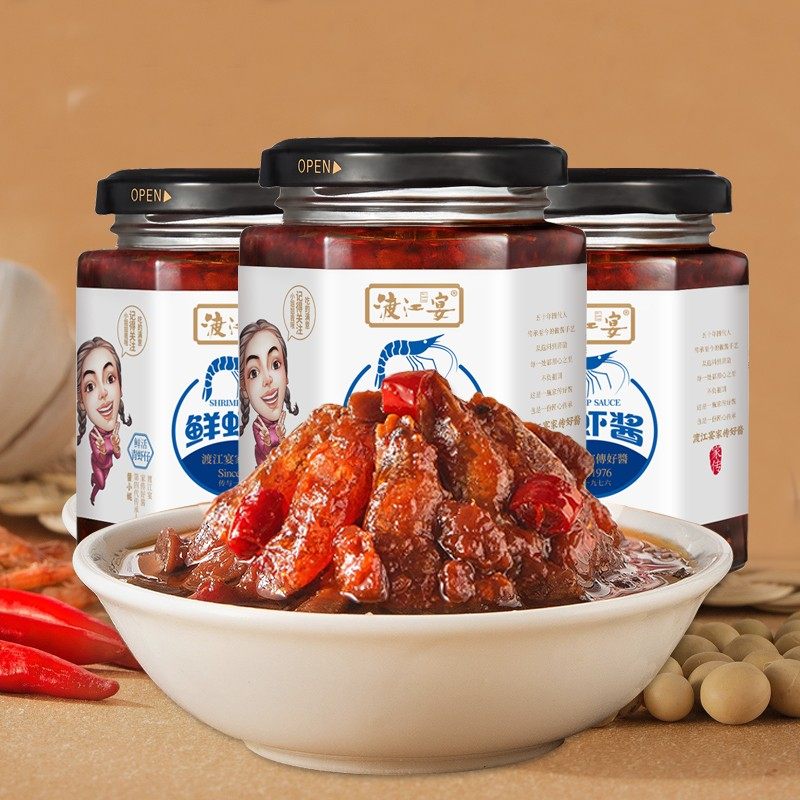 安徽芜湖特产渡江宴鲜虾酱拌饭酱即食拌面酱下饭菜开胃菜中辣