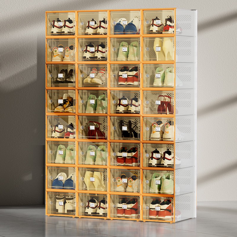 硬塑料鞋盒简易收纳盒透明防氧化鞋架鞋柜盒防尘神器抽屉式放鞋子