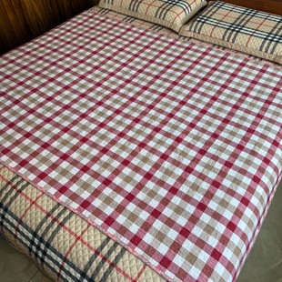 格子系色织全棉床盖夹棉床单绗缝垫子单人小床垫135X200