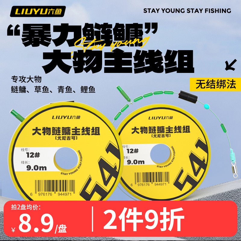 六鱼大物鱼线进口原丝主线成鲢鳙翘嘴加强版强拉力韧耐磨巨物线组