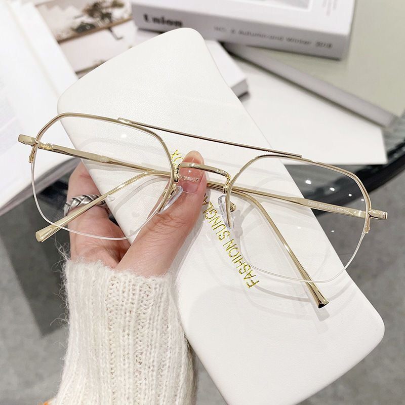陈伟霆同款双梁金丝近视眼镜框镜架男潮可配镜片眼睛架女潮流超轻