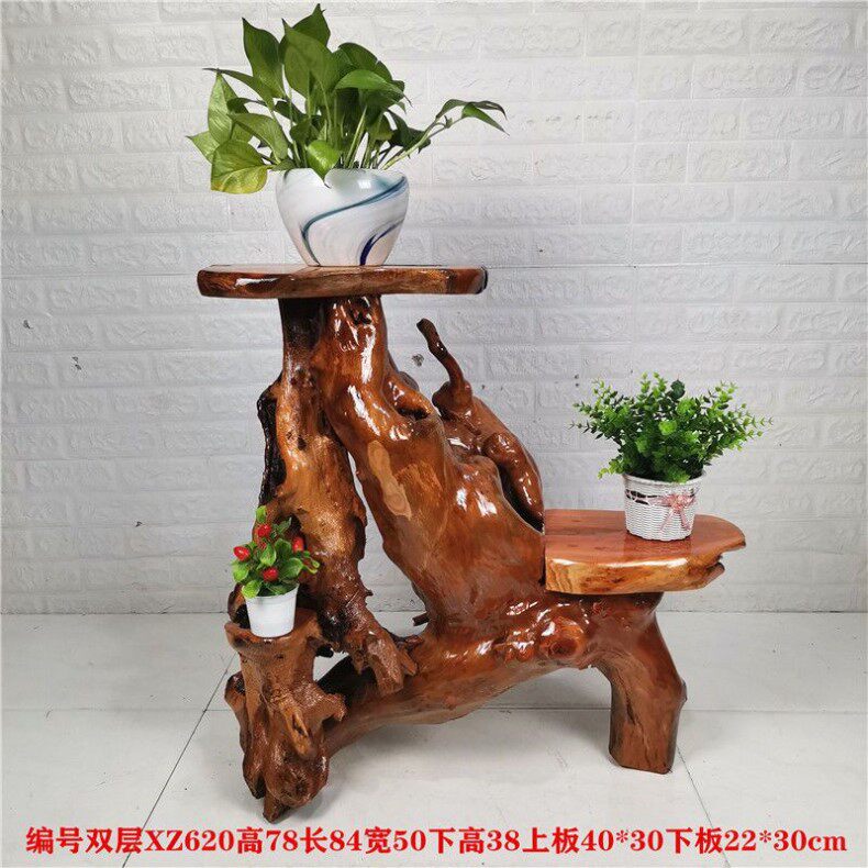 Природный корень резьба полка дерево многослойный этаж карликовое дерево Странный камень украшение резьба по дереву база корень цветок гостиная 