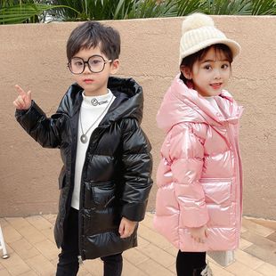 新款冬天女童中小孩子长款男童羽绒服加厚免洗可擦潮款儿童羽绒服