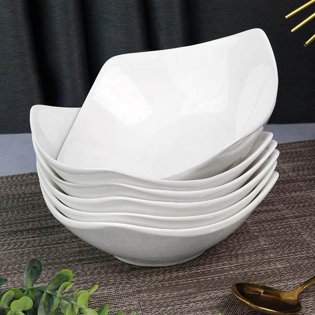 6只如意纯白四角碗沙拉碗翘脚碗创意家用陶瓷釉下彩酒店盘,餐饮具,碗,淘宝优惠券,粉丝福利购,淘宝优惠卷