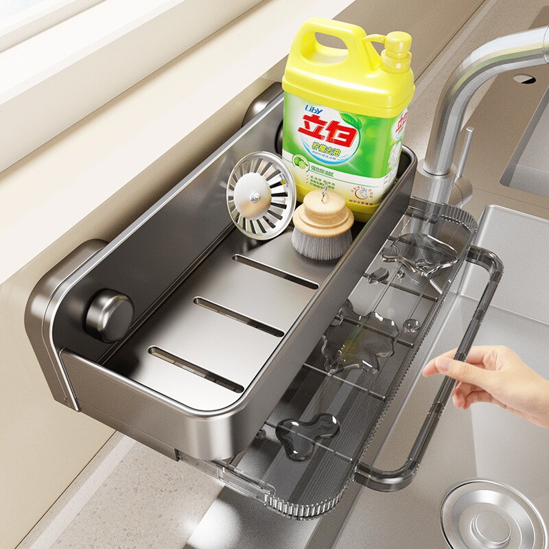 吸盘厨房置物架抹布收纳沥水架免打孔壁挂调料架子水龙头水槽神器