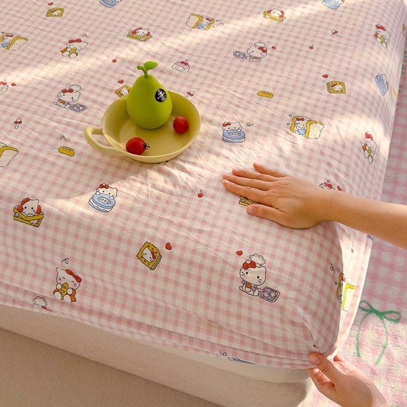 HelloKitty猫床笠单件被罩四季通用全包围儿童卡通单人床笠三件套