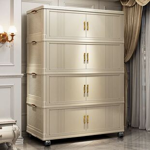 收纳柜储物柜家用免安装对开门折叠衣服储物柜客厅零食玩具整理架