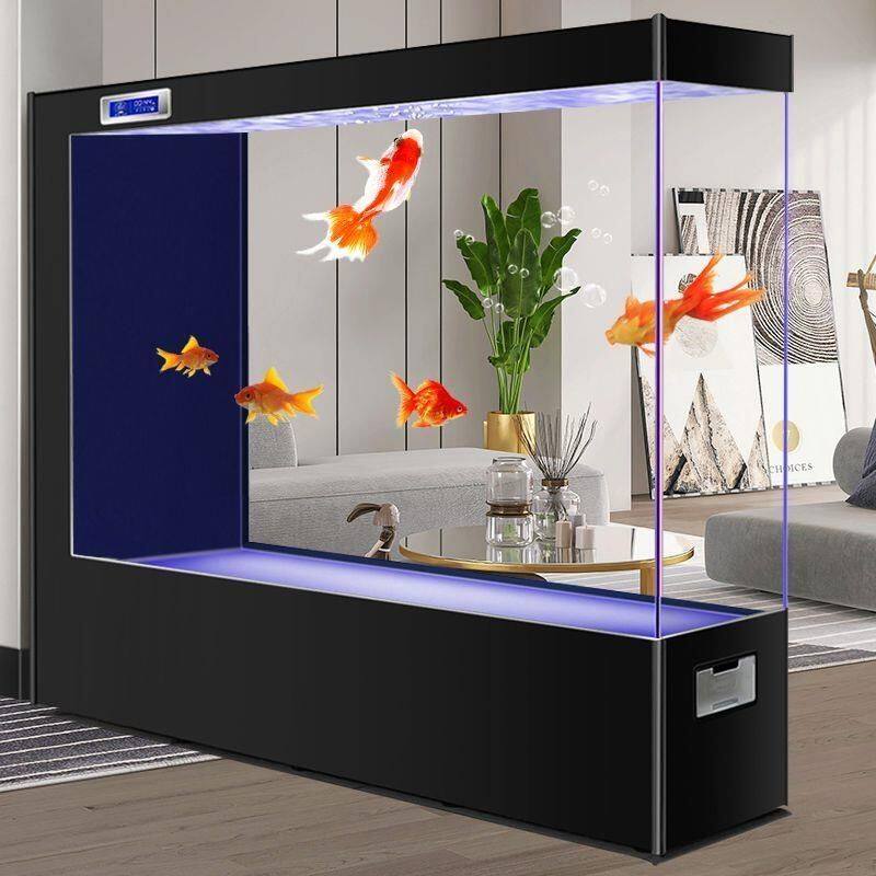 落地屏风中大型客厅家用隔断玄关卧室豪华轻奢创方形意鱼缸水族箱