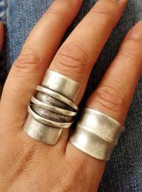 New retro exaggerated circle personality ring geometric open