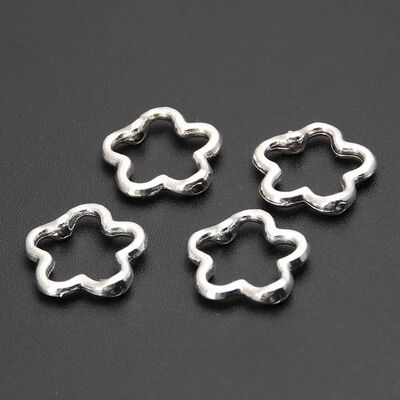 60pcs Silver Color 16x15mm Cute Hollow Flower Charms Connect