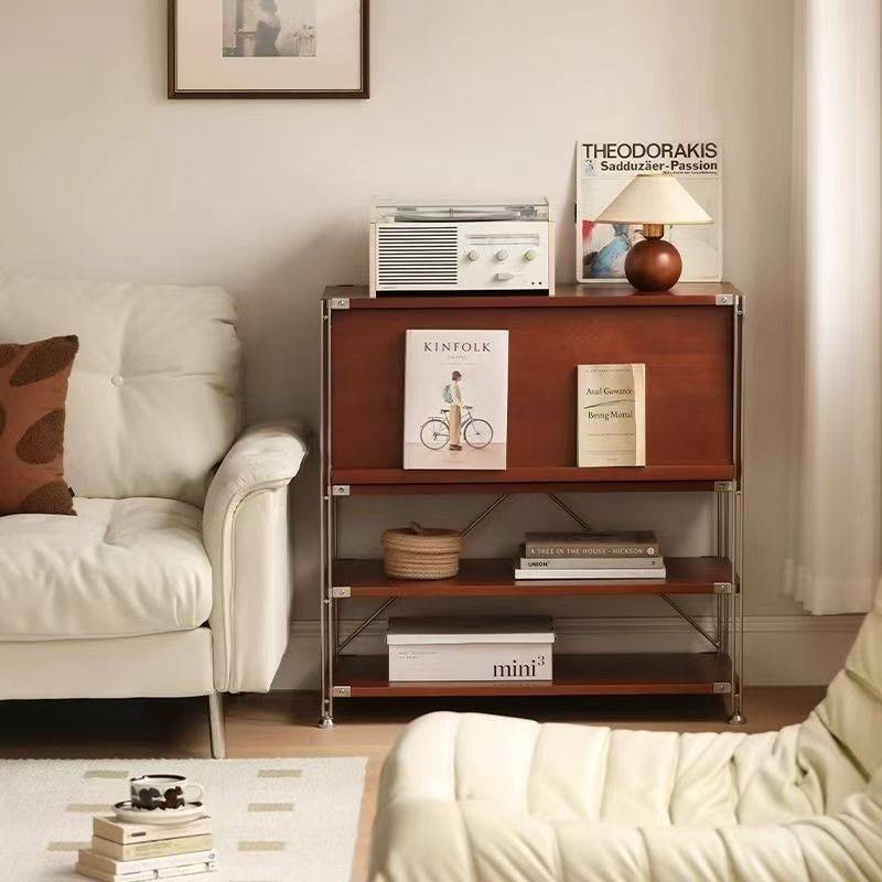 落地置物柜收纳中古柜子ins风扫地机器人置物架阳台客厅杂志柜