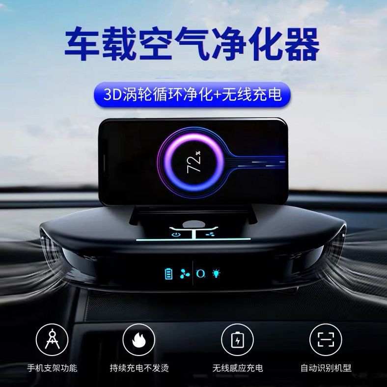 车载空气净化器太阳能负离子香薰机车内除甲醛异味烟味杀菌加湿器