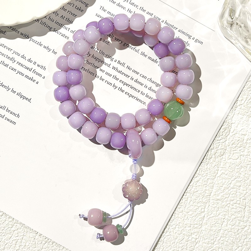 紫气东来菩提双圈手串手持菩提小雏菊吊坠小清新9x10mm（送盘玩袋