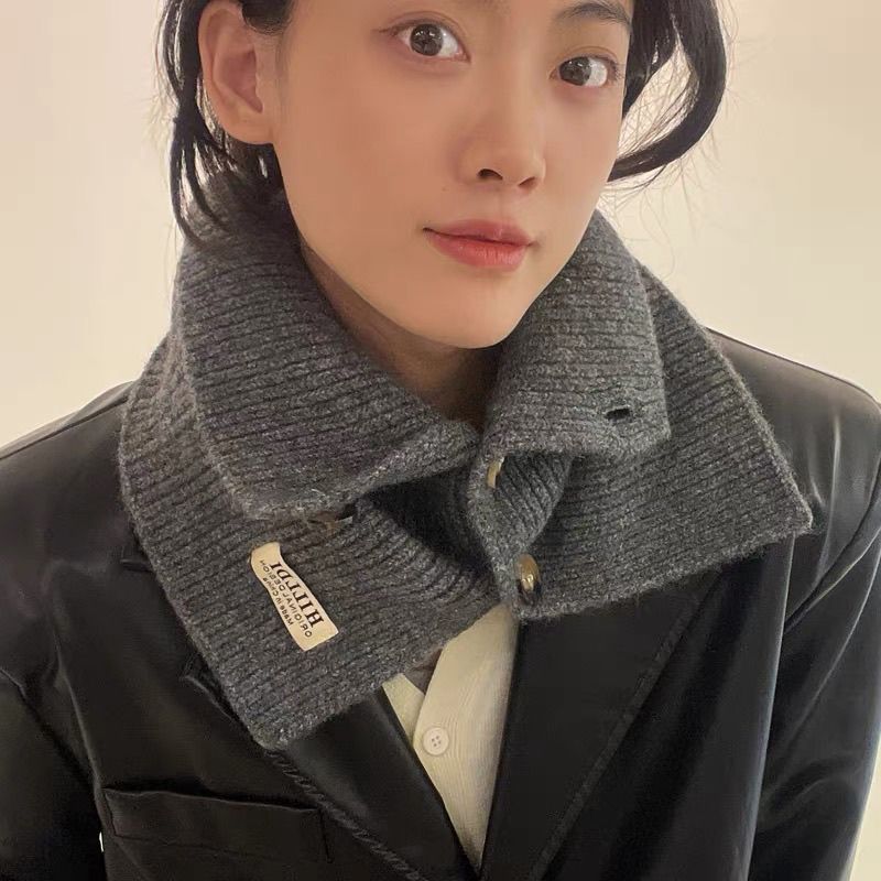 脖子怕冷神器围脖2025新款女防寒保暖护颈针织毛线小围巾韩版纯色