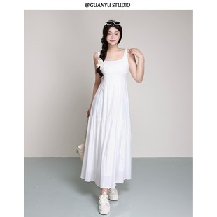 夏日时光 女装 蛋妹大码 复古吊带裙DM2621 微胖25年夏季 轻法式