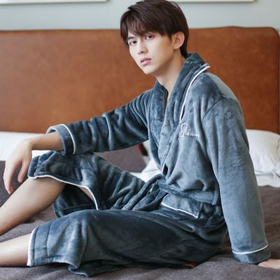 女式冬装睡衣2023新款睡袍男冬季加厚法兰绒长款浴袍男士加大珊瑚