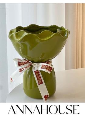 ANNAHOUSE手捧花陶瓷花器花瓶家居客厅餐桌鲜花插花家饰软装YF