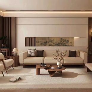 宋氏美学墙纸中古风腰线自粘墙贴横梁贴画卧室床头山水画房梁壁布