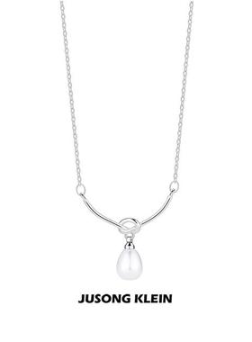 Jusong klein 钛钢项链 绳结水滴项链女轻奢小众设计精致锁骨链