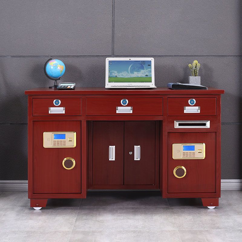 全钢保险桌带保险柜办公桌一体投币收银财务桌子家用指纹密码防盗