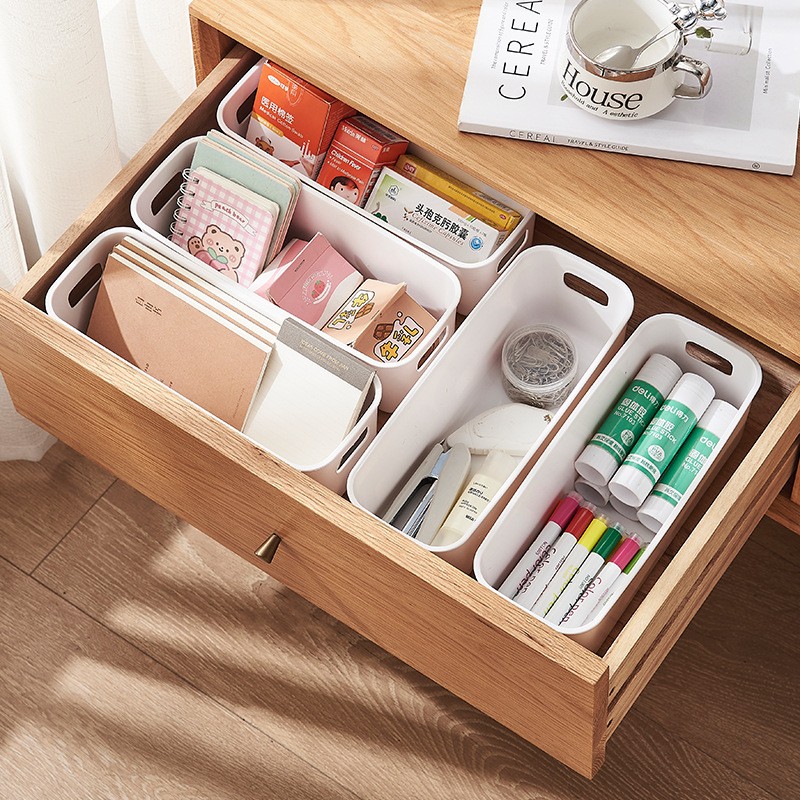 [家庭6个装]窄款收纳盒橱柜收纳盒PP塑料盒桌面收纳盒整理收纳盒