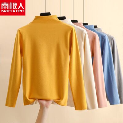 南极人发热德绒半高领打底衫羊毛秋衣女内衣加绒发热保暖上衣冬
