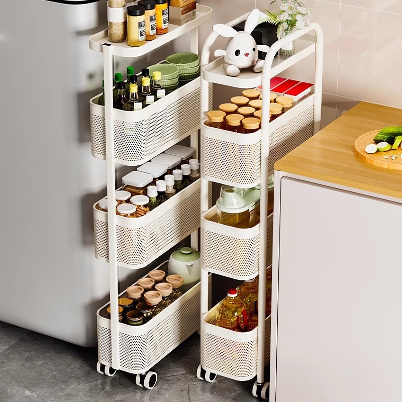 厨房置物架落地窄柜缝隙家用卫生间浴室侧夹缝小推车调料收纳架子