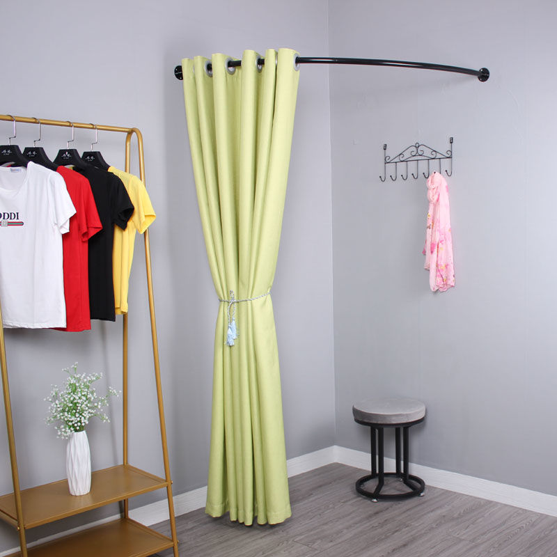 C型服装店试衣间杆子墙角试衣间帘子女装店更衣室门帘换衣间窗帘