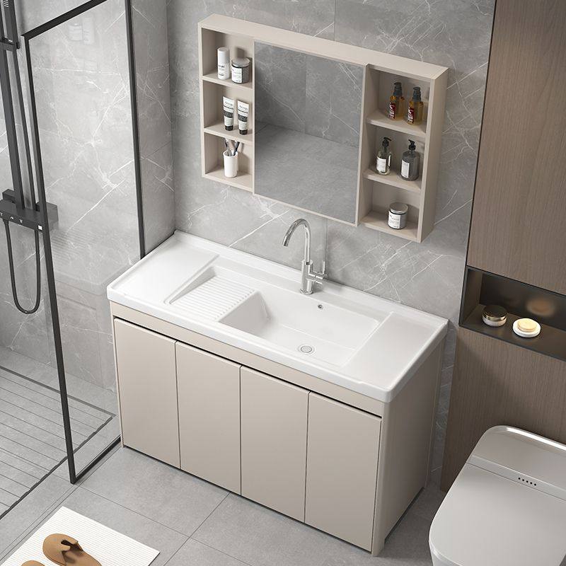 阳台陶瓷洗衣盆带搓板水槽加厚蜂窝铝柜子落地阳台浴室柜