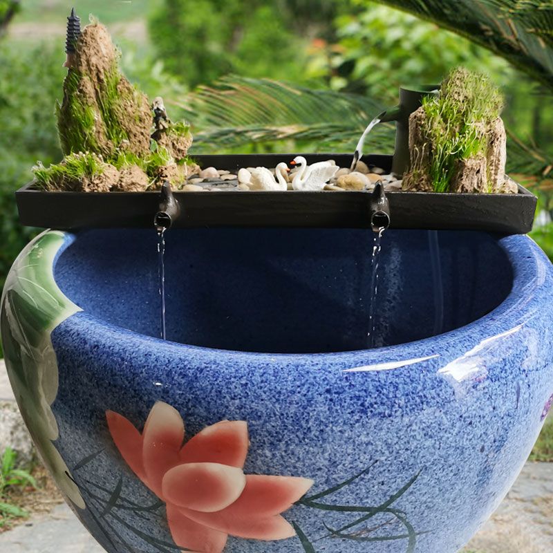 陶瓷鱼缸过滤器流水循环摆件不含盆配件水池假山瀑布景观大型造景