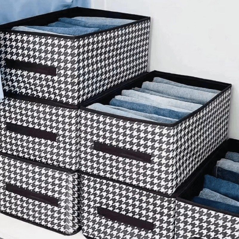 【到手5个】千鸟格收纳筐大容量可折叠文件收纳盒储物防潮家用,收纳整理,收纳筐,淘宝优惠券,粉丝福利购,淘宝优惠卷