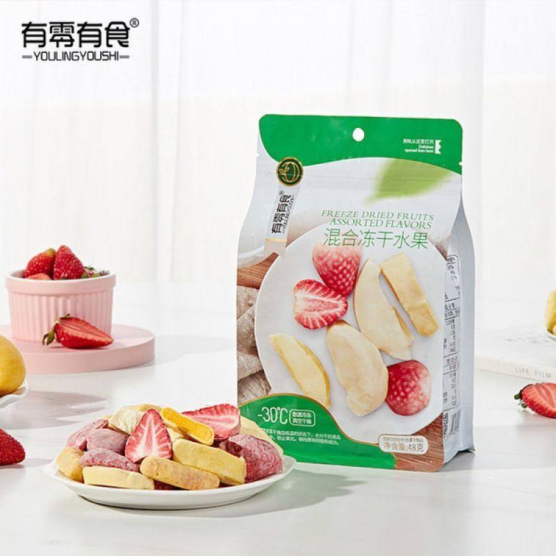 有零有食混合冻干水果48g冻干榴莲涂层草莓冻干休闲网红零食即食