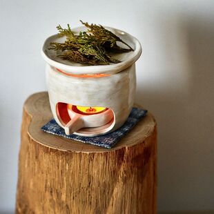 手工陶瓷香薰炉高级感扩香器草杖烘烤炉雪松圣木托盘小众伴手礼