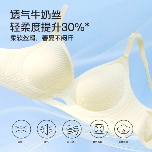 春夏柔软条纹肌理无痕亲肤果冻胶软支撑内衣无钢圈聚拢内衣文胸