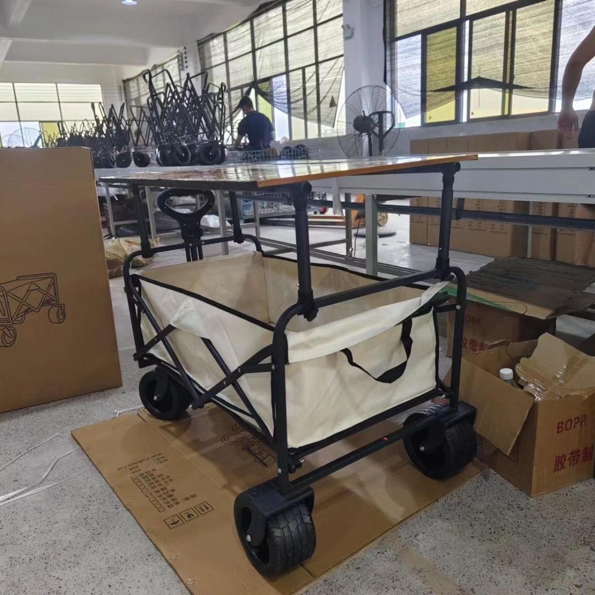 可升降摆摊拖车折叠小推车便携营地车野餐车野外露营手拉车桌板