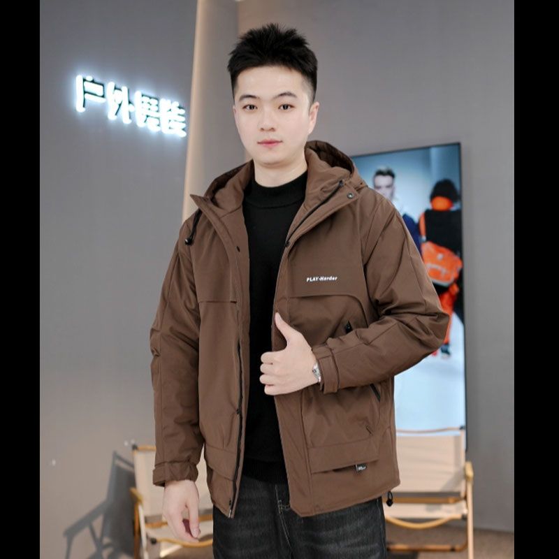 BF布梵男装2025三防户外连帽男士加棉加厚冲锋衣夹克棉衣工装外套