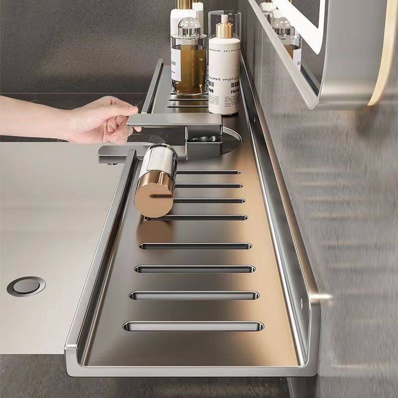 镜前置物架壁卫生间挂免打孔墙上浴室洗面盆洗漱台水龙头收纳架子