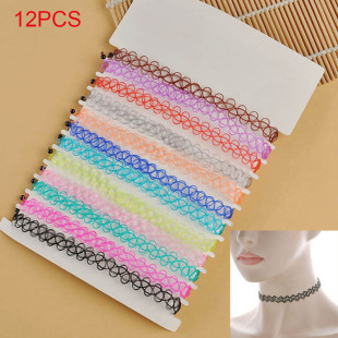 12pcs/lot Hot Sell Vintage Hippy Stretch Tattoo Choker Neckl