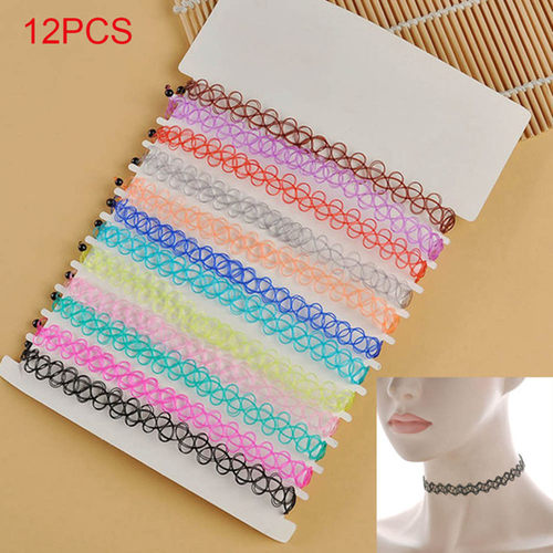 12pcs/lot Hot Sell Vintage Hippy Stretch Tattoo Choker Neckl